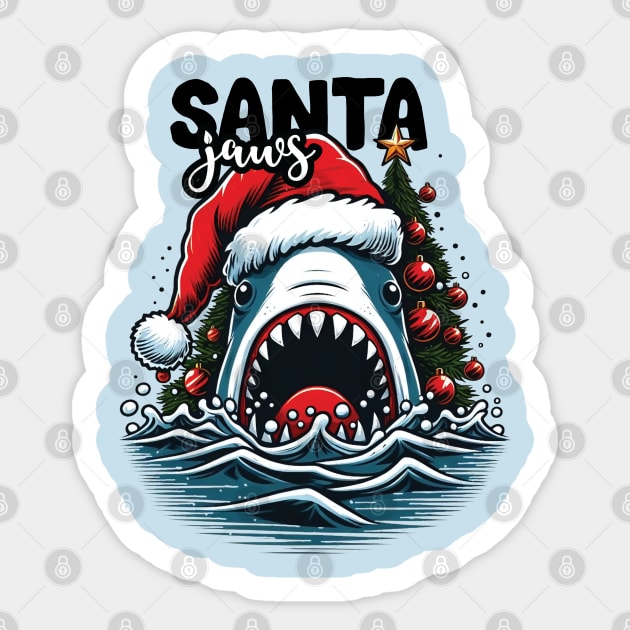 Santa Jaws- Christmas Shark Sticker by Trendsdk